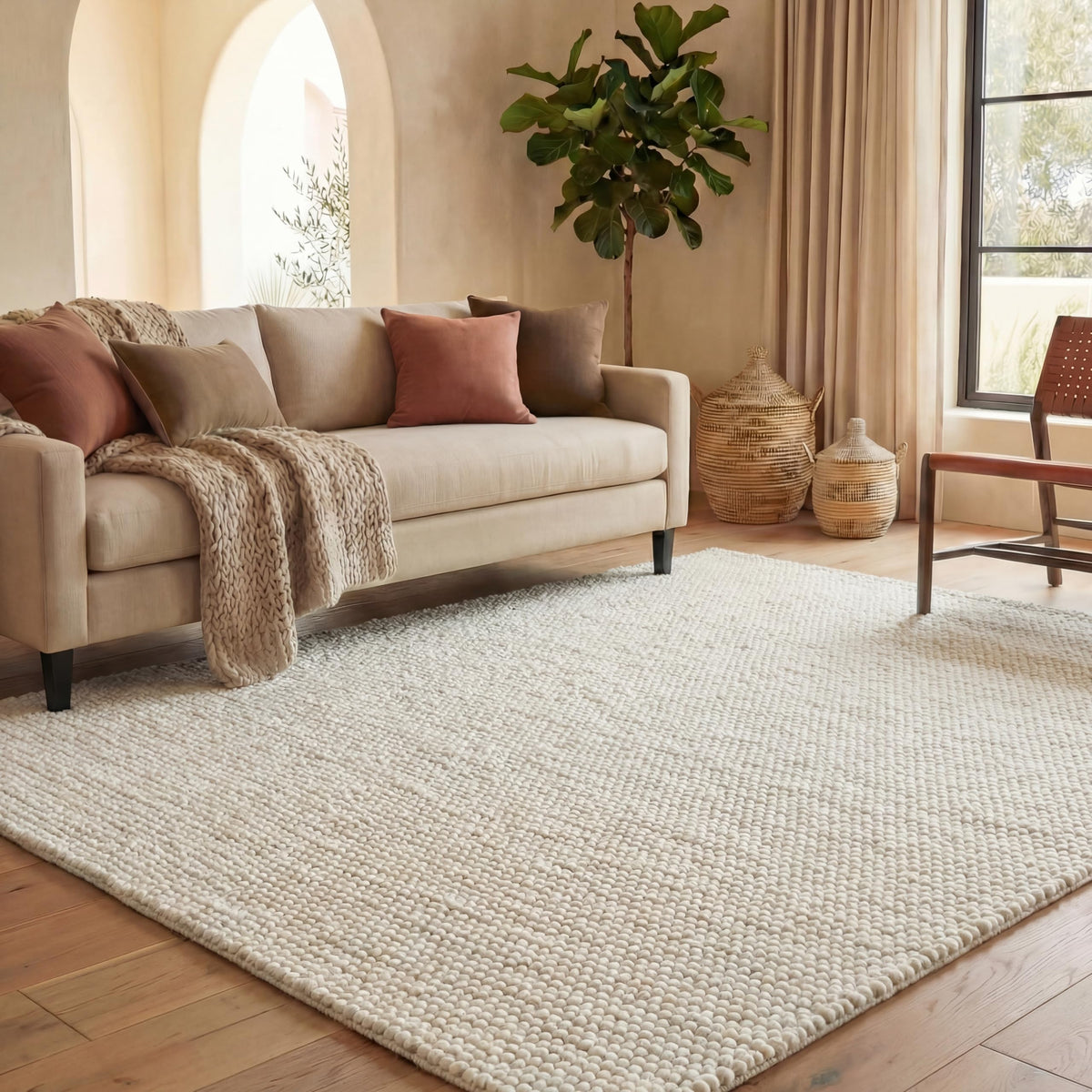 SAFAVIEH Natura Runner Rug 2x6 Wool Knotted, Beige NAT620B
