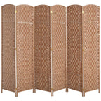 HOMCOM Room Divider 6-Panel, 6FT-Tall Folding Privacy Screen, Natural