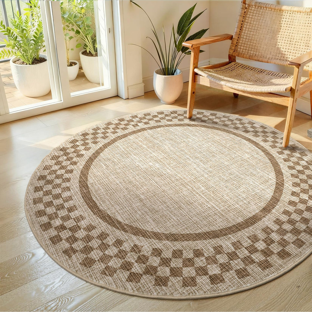 GarveeHome 5x7 Washable Area Rug Checkered Rug for Bedroom Living Room