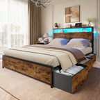 Forestell King Size Bed Frame with 2-Tier Storage Headboard & 6 Drawers