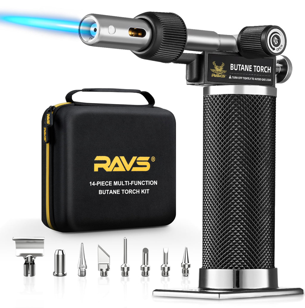 RAVS Butane Soldering Iron Kit, 14-Piece Multi-Function Butane Torch Kit