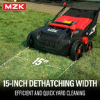 MZK Lawn Dethatcher Electric Scarifier with Bag,15In(RED)