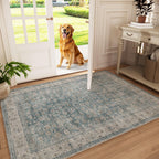 Washable Area Rugs for Living Room: 9x12 Bedroom Rug Boho Vintage Area Rug Stain Resistant Non Slip Low Pile Lightweight Soft Carpets for Dining Room Kitchen Nursery Kids Room Playroom Home Office
