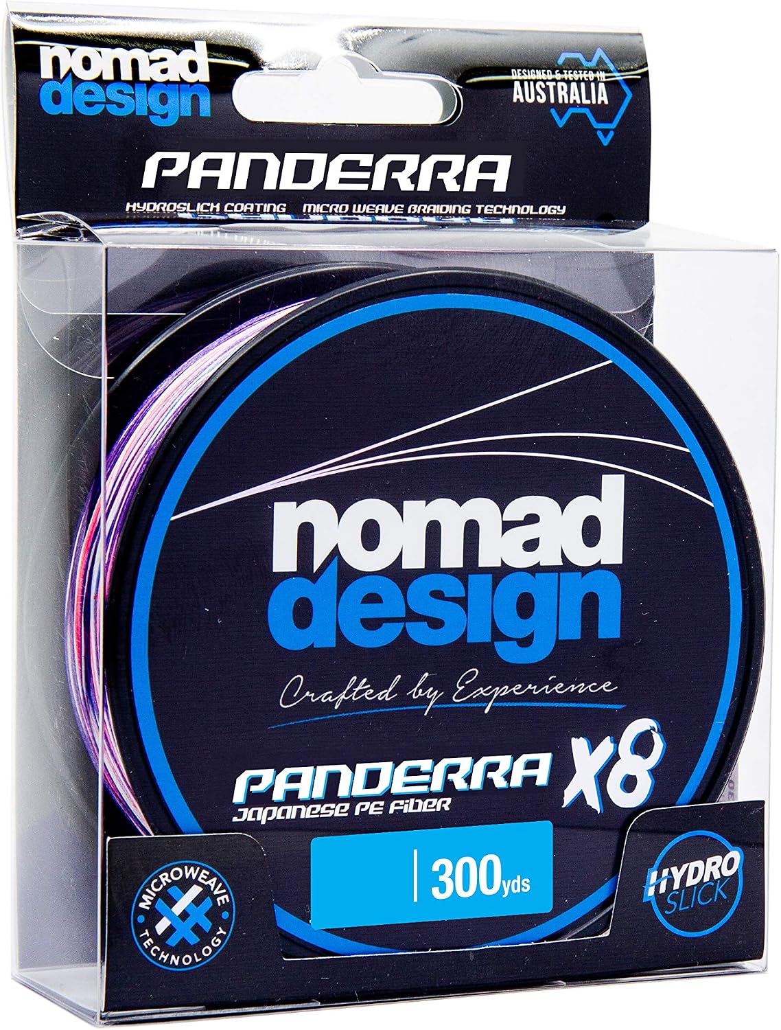 Nomad Design PANDERRA Cyan X8 Braid, Premium PE Fiber Fishing Line with Micro Weave Technology, Hydroslick Coating, and Increased Casting Distance.