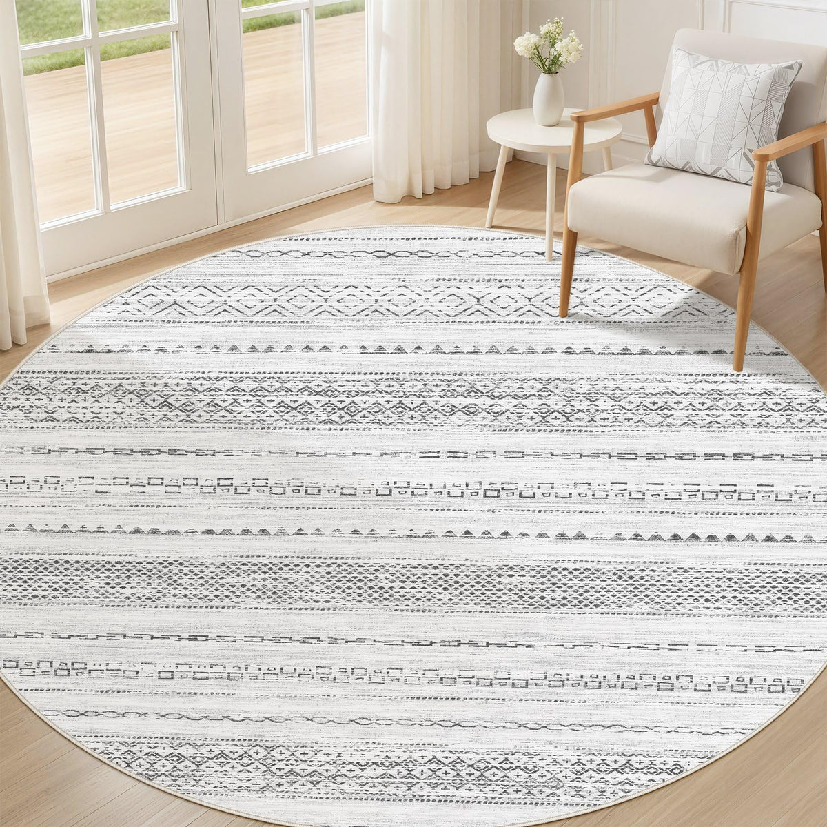 Nakagishi Boho 8x10 Area Rug Living Room Rugs Machine Washable Beige