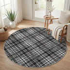Modern Washable 8x10 Area Rug - Soft, Non-Slip, Stain Resistant, Farmhouse Tartan Plaid for Living Room, Bedroom, Nursery, Office - Beige