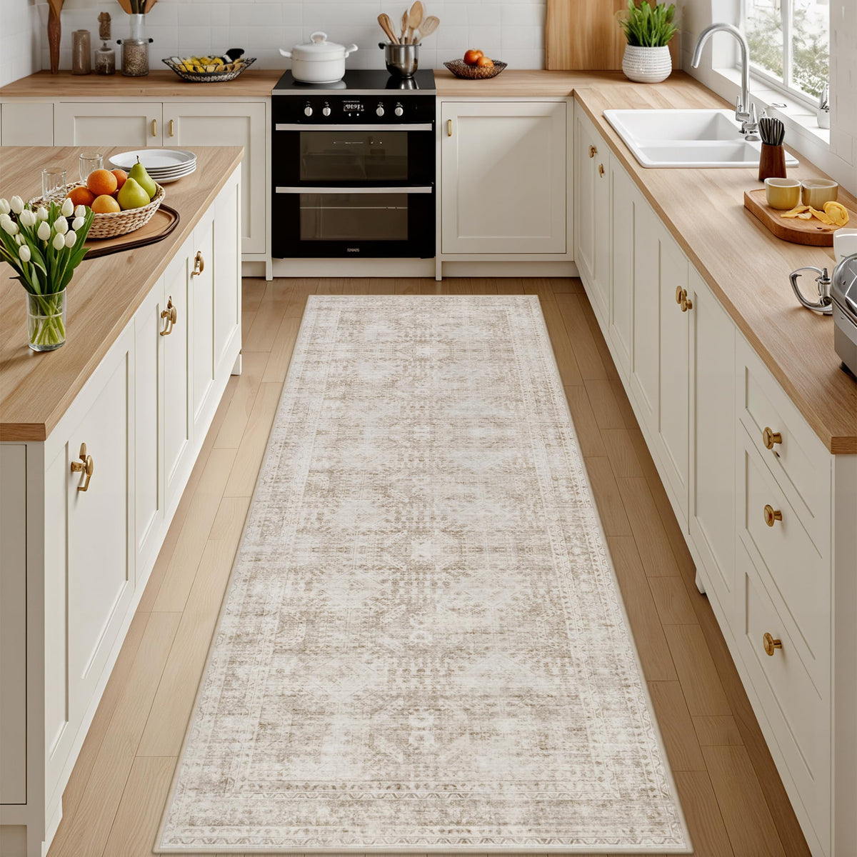 8x10 Area Rugs Living Room: Bedroom Washable Carpet Beige/Ivory