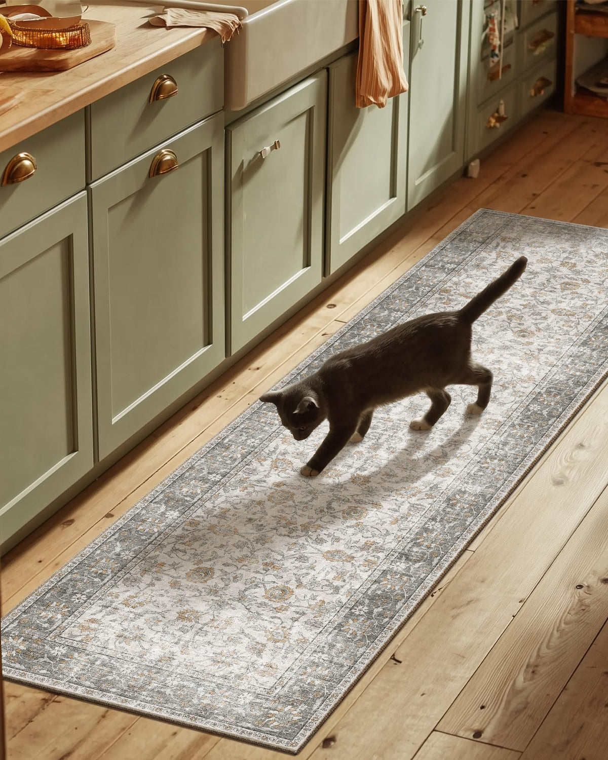 Washable Area Rugs for Living Room: 9x12 Bedroom Rug Boho Vintage Area Rug Stain Resistant Non Slip Low Pile Lightweight Soft Carpets for Dining Room Kitchen Nursery Kids Room Playroom Home Office