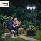 Outsunny 74.5" 3-Head Solar Lamp Post Light Outdoor with Planter, Black
