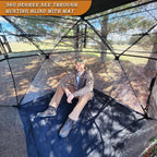FUNHORUN Hunting Blind with Floor Mat, 360 See Through Ground Blind, Pop Up