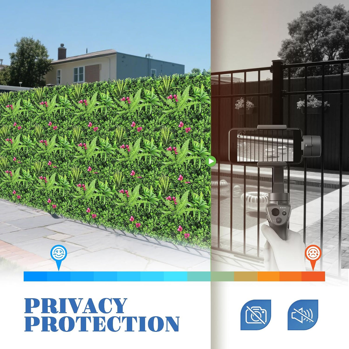 ECOOPTS 20"x20" Faux Ivy Privacy Fence Screen Artificial Boxwood Panels Topiary Hedge Plants for Indoor Outdoor Decoration, 12 Mixed Leaves, 30 Packs