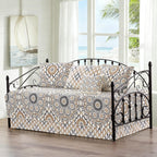 HESTIN 4Pcs Sky Blue Scallop Daybed Cover Set 75"x39" Petunia Embroidery