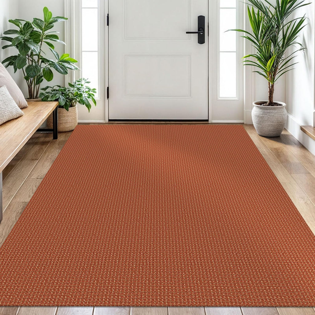 EARTHALL Woven Area Rugs 6x9 Ft Washable Living Room Rugs Non Slip Rubber Backed Dining Room Rug Braided Bedroom Rugs Indoor Floor Carpet for Living Room, Bedroom, Dining Room, Beige/Ivory