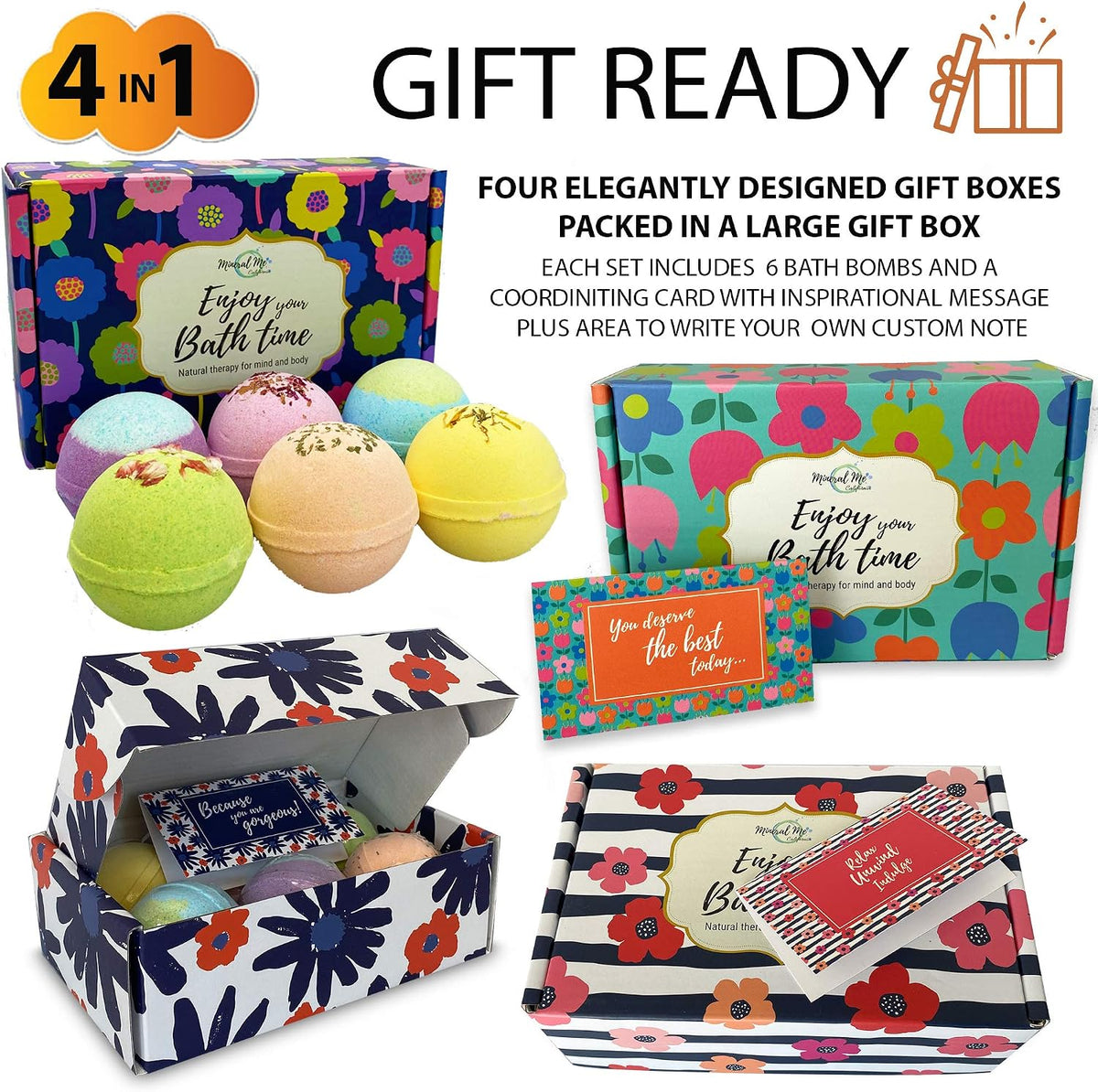 Bath Bombs for Women Gift Set, 24 Natural & Organic Bath Bombs for Girls