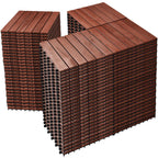 PrimeZone 54 PCS Solid Acacia Wood Interlocking Deck Tiles Outdoor, Brown