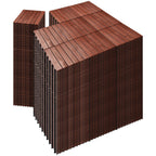 PrimeZone 54 PCS Solid Acacia Wood Interlocking Deck Tiles Outdoor, Brown