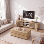Living Room Table Sets of 2, Oval TV Stand and Coffee Table Set