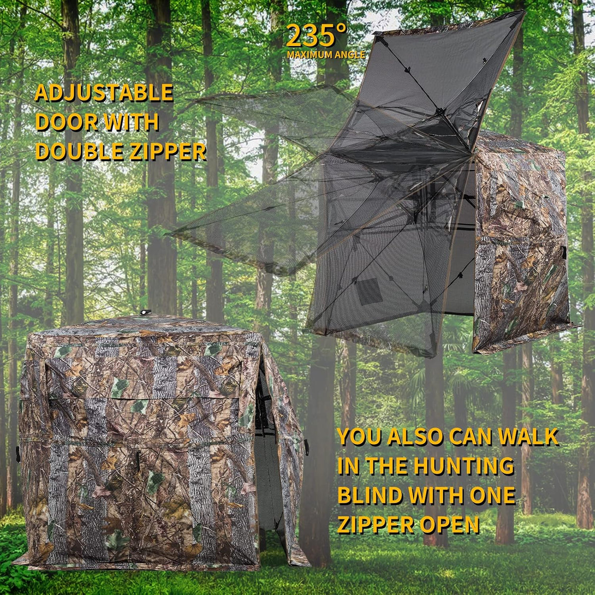 FUNHORUN Hunting Blind 270/360 See Through Deer Blind, Pop Up Ground Blind
