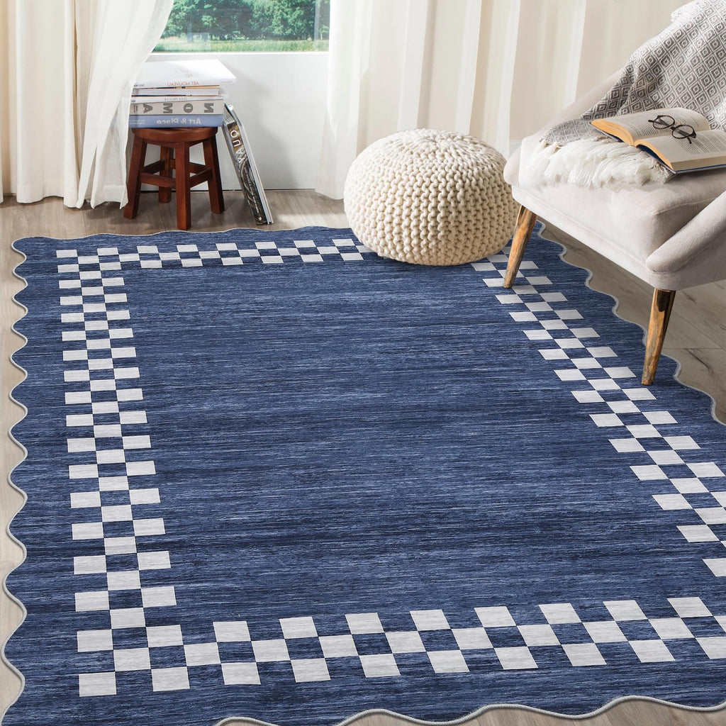 GarveeHome 5x7 Washable Area Rug Checkered Rug for Bedroom Living Room