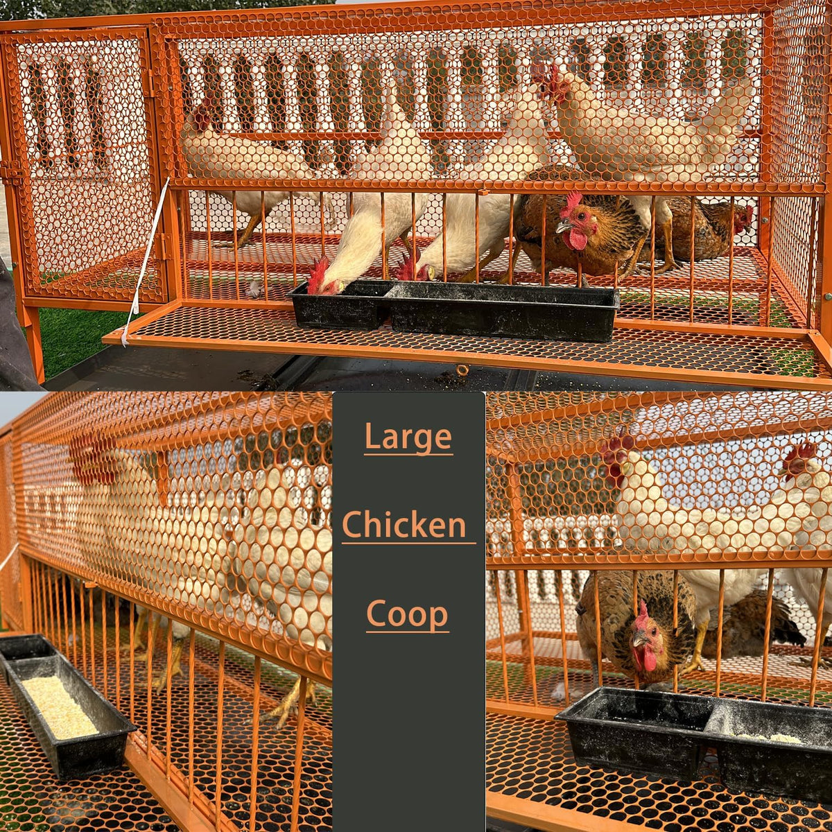 Large Chicken Coop Rabbit Hutch Outdoor Yard Poultry Cage and Run Hen Duck Coop with Removable Tray for Various Pets(Size:39.37x23.6x28.7in)