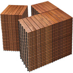 PrimeZone 54 PCS Solid Acacia Wood Interlocking Deck Tiles, Natural Wood