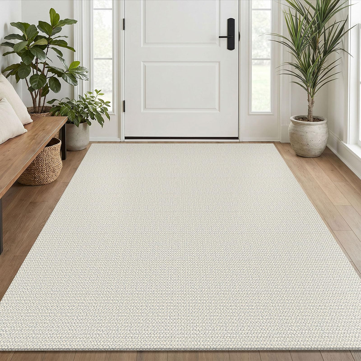 EARTHALL Washable Area Rug, Non Slip Living Room Rug, 5x7 Ft, Sand/Beige