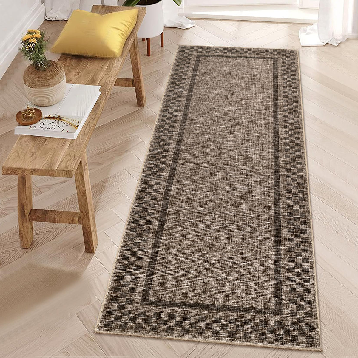 GarveeHome 5x7 Washable Area Rug Checkered Rug for Bedroom Living Room