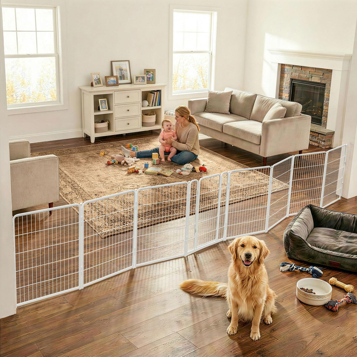 FXW Dog Gate, Extra Wide Adjustable for Openings Up to 165", 32" H