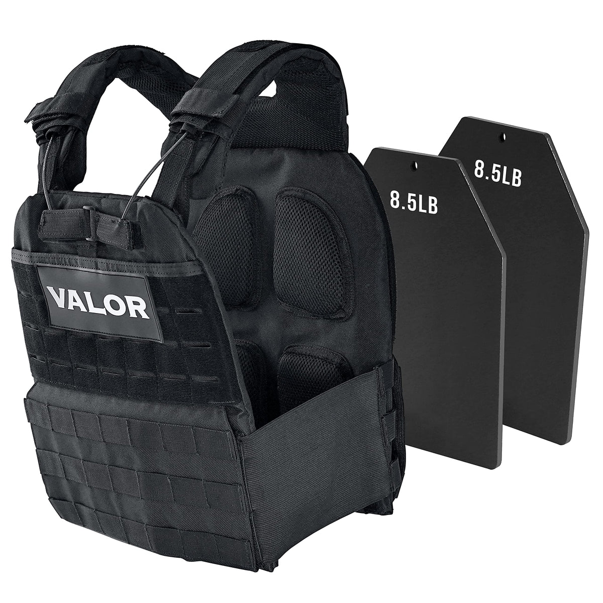 Valor Fitness Weighted Training Vest with Weight Plates - Adjustable Shoulder Pads - 14, 20 or 30 lbs - Endurance Strength Cross Training Rucking Running -WV Series