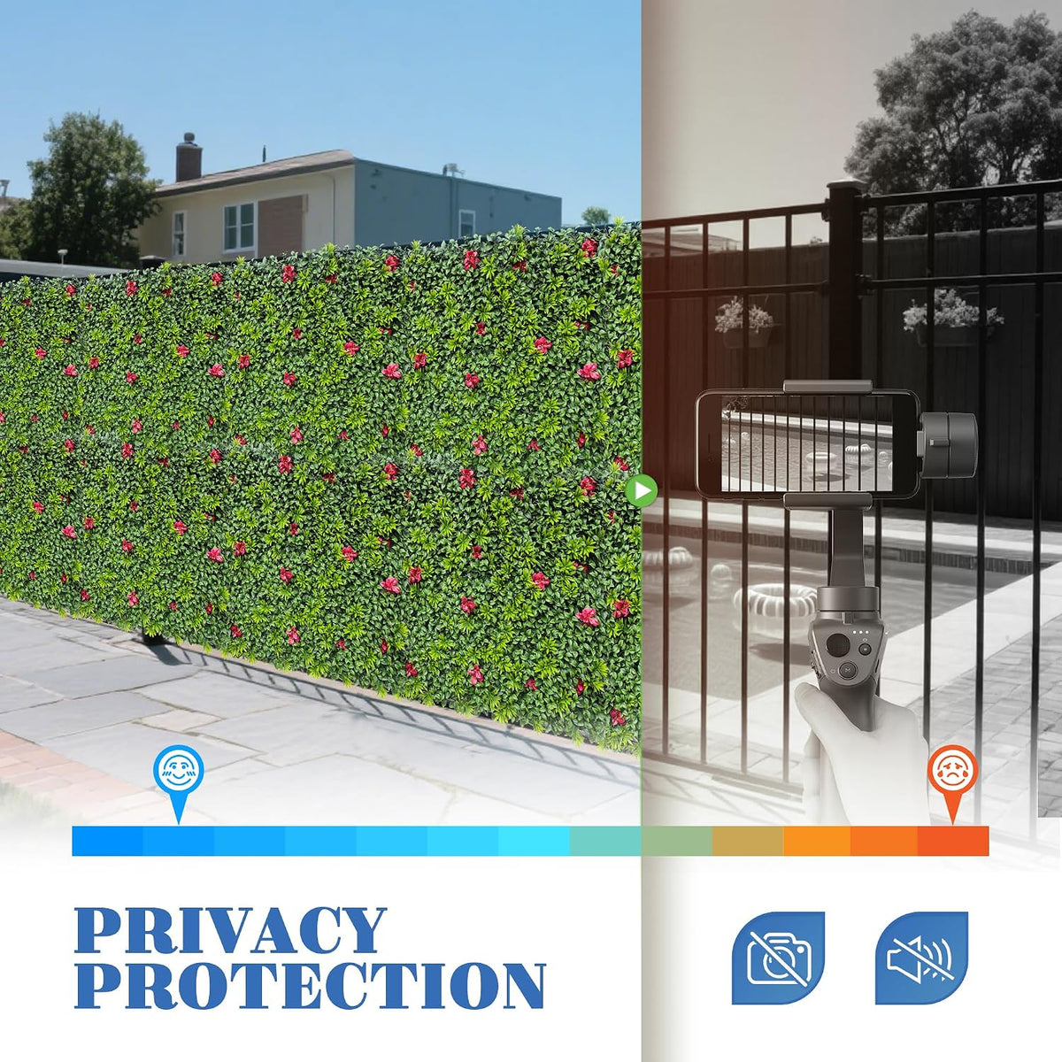 ECOOPTS 40"x40" Faux Ivy Privacy Fence Screen Artificial Boxwood Panels Topiary Hedge Plants for Indoor Outdoor Decoration, #1 Mixed Leave, 1 Pack