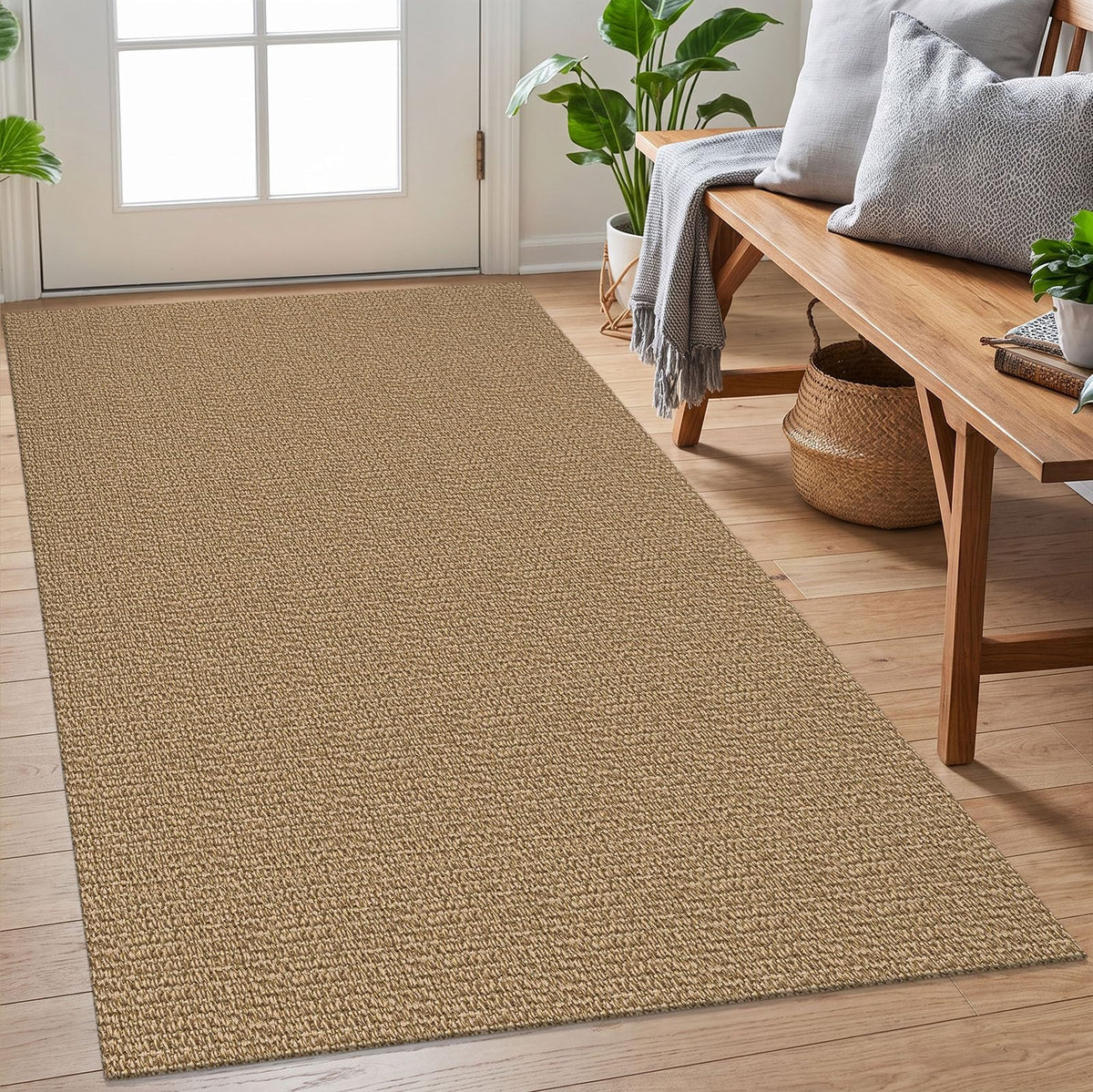 EARTHALL Washable Area Rug, Non Slip Living Room Rug, 5x7 Ft, Sand/Beige