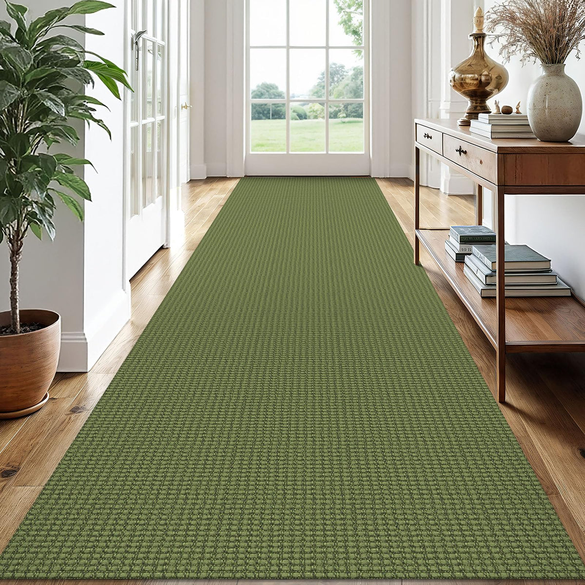 EARTHALL Woven Area Rugs 6x9 Ft Washable Living Room Rugs Non Slip Rubber Backed Dining Room Rug Braided Bedroom Rugs Indoor Floor Carpet for Living Room, Bedroom, Dining Room, Beige/Ivory