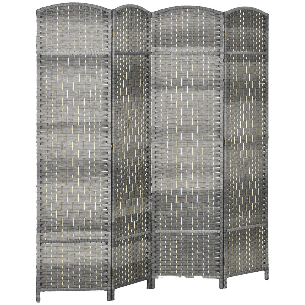 HOMCOM 3 Panel Room Divider 6 Ft Privacy Screen Hand-Woven Washed Oak
