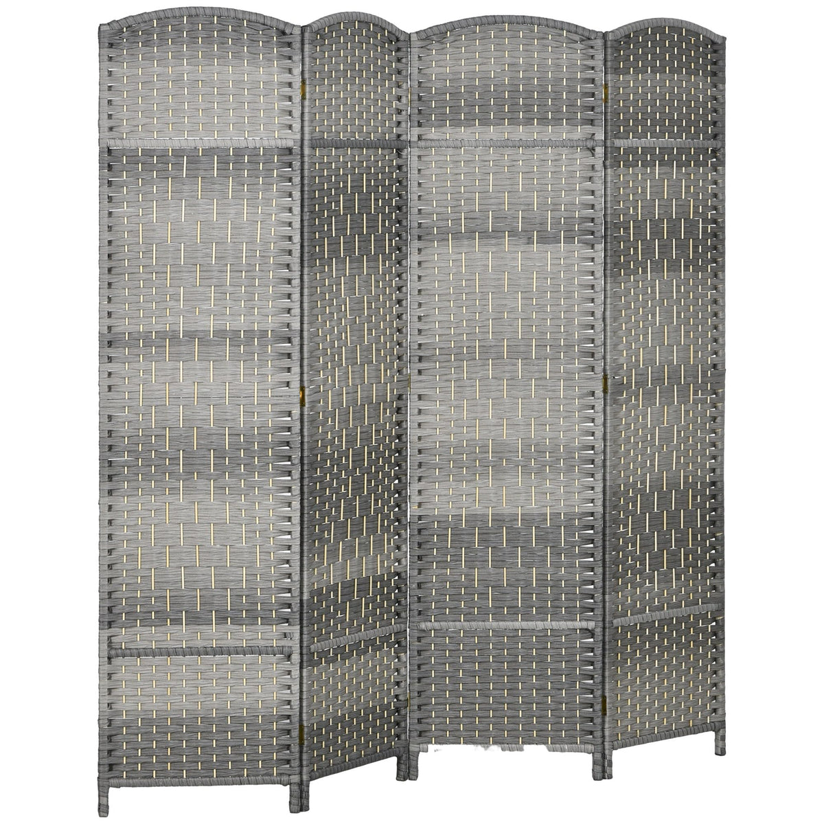 HOMCOM 3 Panel Room Divider 6 Ft Privacy Screen Hand-Woven Washed Oak