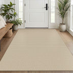 EARTHALL Woven Area Rugs 6x9 Ft Washable Living Room Rugs Non Slip Rubber Backed Dining Room Rug Braided Bedroom Rugs Indoor Floor Carpet for Living Room, Bedroom, Dining Room, Beige/Ivory