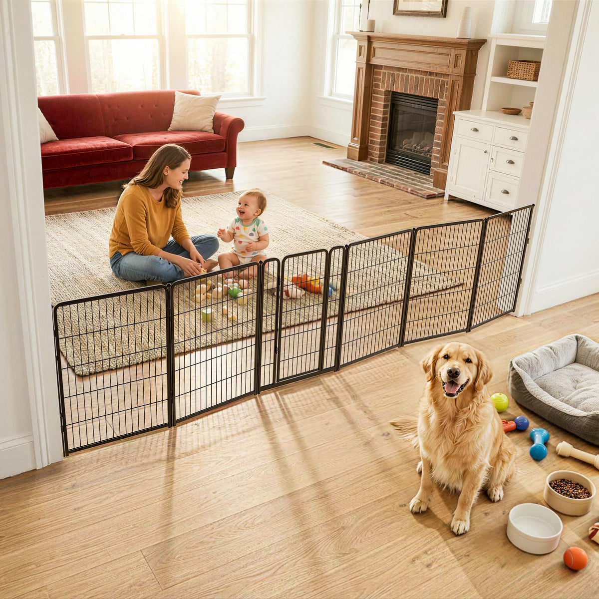 FXW Dog Gate, Extra Wide Adjustable for Openings Up to 111", 32" H