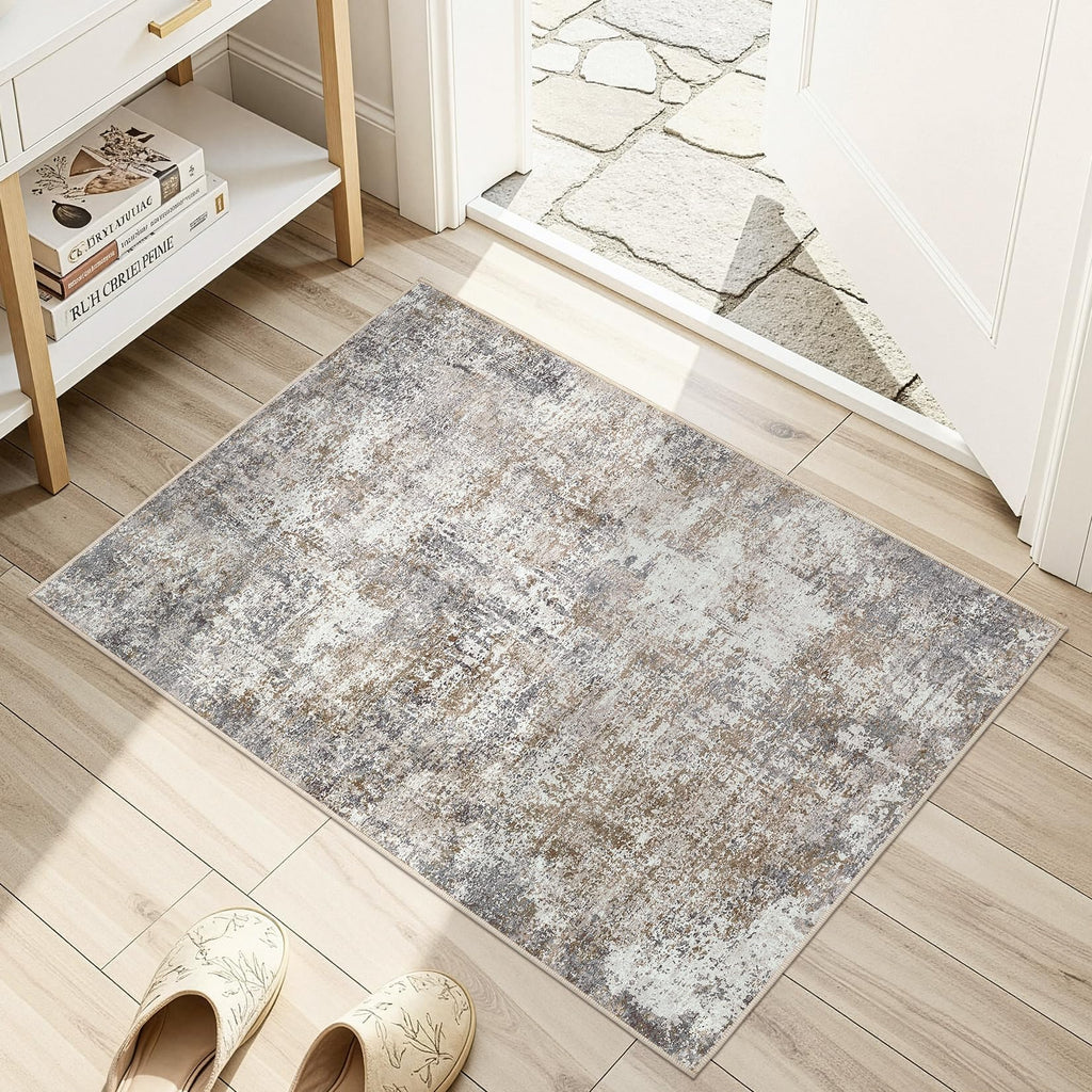 DMOYEST Area Rug Living Room Rugs 9x12 Washable Abstract Grey Carpet