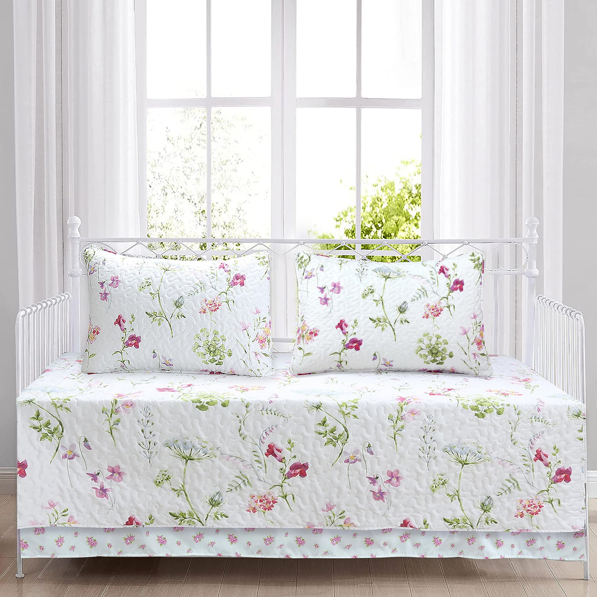 Cozy Line Home Fashions Turquoise Blue Coral Floral Leaf Reversible Quilt Bedding Set, Coverlet Bedspread Lightweight for All Seasons (Mirage Paisley, King - 6 Piece)