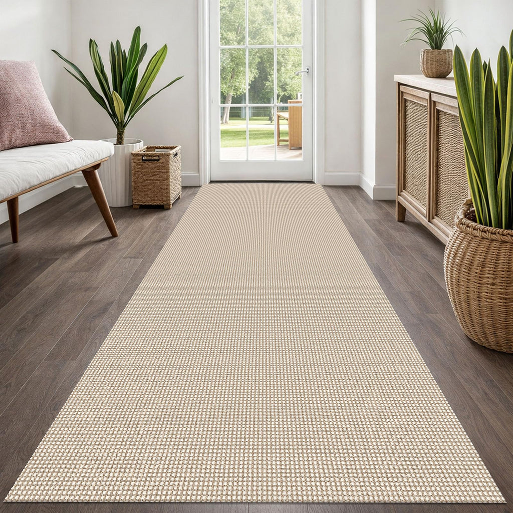 EARTHALL Woven Area Rugs 6x9 Ft Washable Living Room Rugs Non Slip Rubber Backed Dining Room Rug Braided Bedroom Rugs Indoor Floor Carpet for Living Room, Bedroom, Dining Room, Beige/Ivory