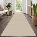 EARTHALL Woven Area Rugs 6x9 Ft Washable Living Room Rugs Non Slip Rubber Backed Dining Room Rug Braided Bedroom Rugs Indoor Floor Carpet for Living Room, Bedroom, Dining Room, Beige/Ivory