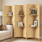 JOSTYLE Bamboo Room Divider, 6-Panel Folding Privacy Screen, 6 ft. Tall