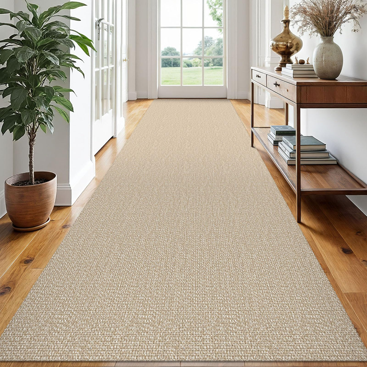 EARTHALL Washable Area Rug, Non Slip Living Room Rug, 5x7 Ft, Sand/Beige