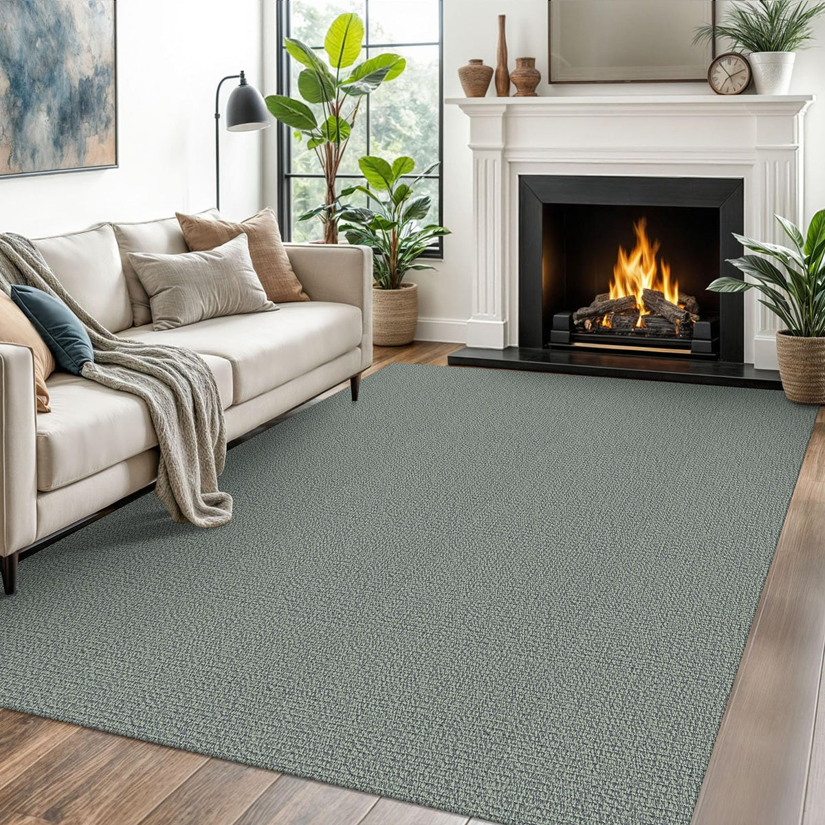 EARTHALL Washable Area Rug, Non Slip Living Room Rug, 5x7 Ft, Sand/Beige