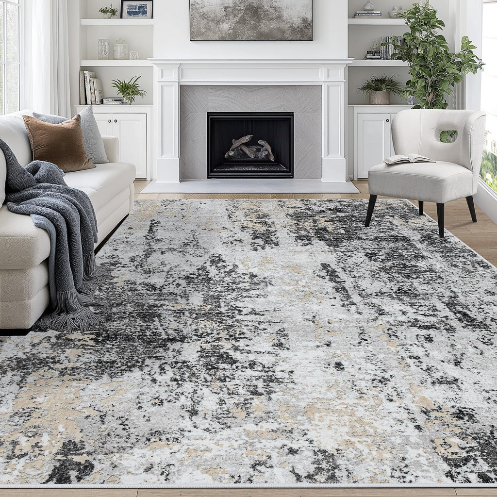8x10 Area Rugs for Living Room Washable Bedroom Dining Room Blue Grey