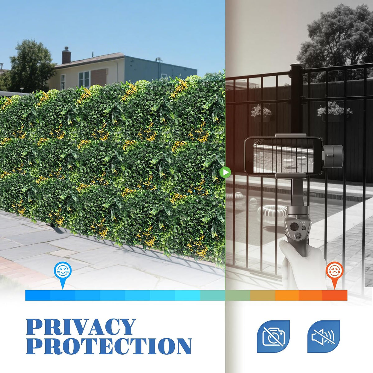 ECOOPTS 20"x20" Faux Ivy Privacy Fence Screen Artificial Boxwood Panels Topiary Hedge Plants for Indoor Outdoor Decoration, #8 Mixed Leaves, 18 Packs