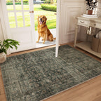 Washable Area Rugs for Living Room: 9x12 Bedroom Rug Boho Vintage Area Rug Stain Resistant Non Slip Low Pile Lightweight Soft Carpets for Dining Room Kitchen Nursery Kids Room Playroom Home Office