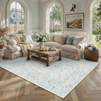 PureCozy Blue 6x6 Round Area Rug Vintage Washable Carpet Non Slip