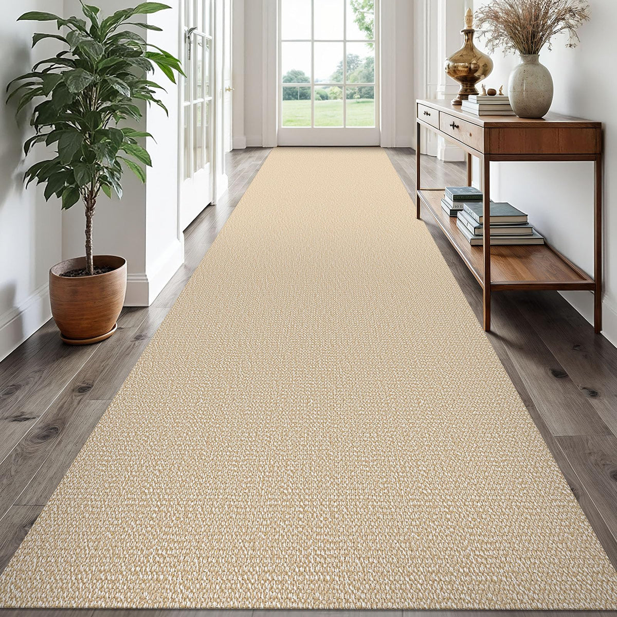 EARTHALL Washable Area Rug, Non Slip Living Room Rug, 5x7 Ft, Sand/Beige