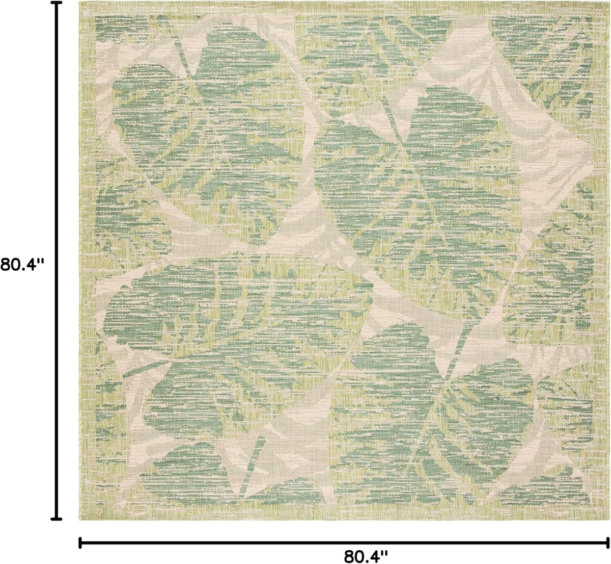 SAFAVIEH Washable Rug Outdoor Courtyard Collection - 6'7" Square, Green & Beige, Non-Shedding & Easy Cleaning, Ideal for Patio, Backyard, Mudroom (CY7556-21812)