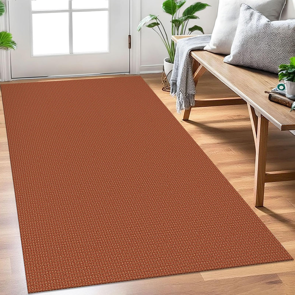 EARTHALL Woven Area Rugs 6x9 Ft Washable Living Room Rugs Non Slip Rubber Backed Dining Room Rug Braided Bedroom Rugs Indoor Floor Carpet for Living Room, Bedroom, Dining Room, Beige/Ivory